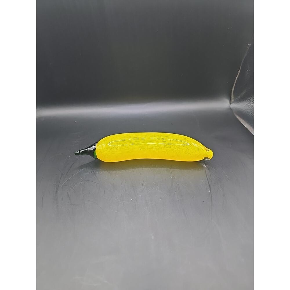 Vintage Art Glass Yellow Banana Hand Blown Tropical Fruit 7 1/2"